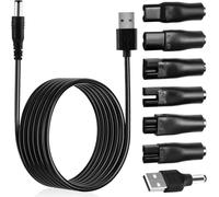 JCSJK 5V USB Chargeur de Rasoir, Câble Universel avec 7 Adaptateurs, Charging Line USB vers DC pour Tondeuses Purificateurs Lampes Épilateur (Connecteur DC 5,5 x 2,1 mm)