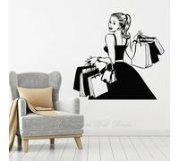 JCSMKFQ Autocollant mural en vinyle pour robe de fille commerçante décoration intérieure magasin de vêtements autocollant pour vitrine papier peint autocollant d'intérieur