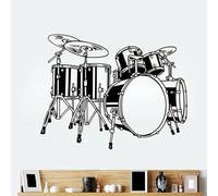 JCSMKFQ Autocollants muraux pour ensemble de tambour, autocollants muraux pour instruments de musique, décoration de chambre d'enfants, art amovible en vinyle