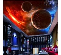 JCSMKFQ Fresque murale pour plafond papier peint 3D pour salon flammes météorites étoiles décoration murale pour plafond intérieur stickers artistiques
