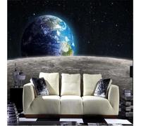 JCSMKFQ Fresque murale représentant un ciel nocturne étoilé et une planète - Papier peint 3D pour salon mur d’accent chambre à coucher - Tapisserie murale décorative
