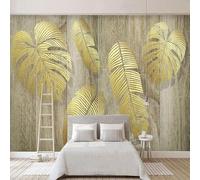 JCSMKFQ Image murale 3D Papier peint intérieur en trois dimensions grain de bois feuille d'or salon chambre arrière-plan art mural décoration autocollant