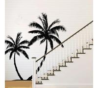 JCSMKFQ Lot de 2 stickers muraux motif palmier plage été salon jungle forêt voyage chambre à coucher décoration d'intérieur