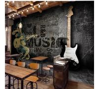 JCSMKFQ Papier peint 3D autocollant en PVC, motif guitare vintage et bar, fond mural, décoration d'art pour salon et chambre
