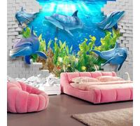 JCSMKFQ Papier peint autocollant 3D représentant un monde sous-marin avec des dauphins pour salon et chambre à coucher, style Art déco