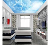 JCSMKFQ Papier peint autocollant en PVC 3D pour salon motif ciel bleu et nuages blancs décoration de plafond intérieur peinture murale