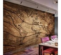JCSMKFQ Papier peint mural 3D autocollant en PVC motif carte du monde effet bois rétro décoration murale peinture murale sticker mural