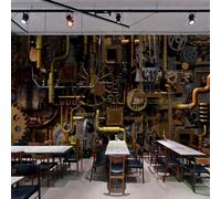 JCSMKFQ Papier peint mural 3D autocollant en PVC style industriel mécanique rétro décoration murale sticker mural