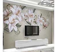 JCSMKFQ Papier peint mural 3D autocollant représentant une peinture à l'huile de lys pour salon ou chambre à coucher