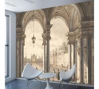 JCSMKFQ Papier peint mural 3D décor mural inspiré de l'architecture des arches européennes antiques peinture murale art mural autocollant en tissu de soie