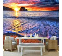 JCSMKFQ Papier peint mural 3D pour intérieur, magnifique vue sur la mer, coucher de soleil, salon, chambre à coucher, décoration murale, autocollant