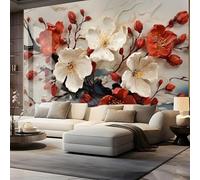 JCSMKFQ Papier peint mural 3D pour intérieur, motif fleurs, peinture à l'huile tridimensionnelle, décoration murale pour salon, chambre à coucher