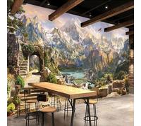 JCSMKFQ Papier peint mural 3D pour intérieur, paysage de montagne, peinture à l'huile, salon, chambre à coucher, décoration murale, autocollant