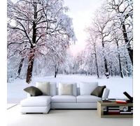 JCSMKFQ Papier peint mural 3D représentant un magnifique paysage d'hiver enneigé décoration murale pour la maison peinture murale art mural autocollant en tissu de soie