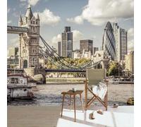 JCSMKFQ Papier peint mural 3D rétro représentant un pont et une scène urbaine décoration murale pour la maison peinture murale art mural autocollant en tissu de soie