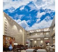 JCSMKFQ Papier peint mural autocollant en PVC 3D pour salon ciel bleu et nuages blancs paysage décoration de plafond intérieur art mural peinture autocollante