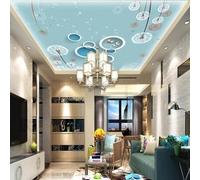 JCSMKFQ Peinture murale 3D pour plafond papier peint pour salon cercles géométriques pissenlits décoration intérieure pour plafond stickers muraux artistiques