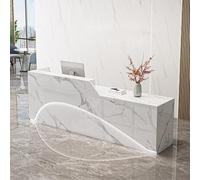 JCSRYD Comptoir d'accueil Moderne avec Éclairage LED, Comptoir de Caisse avec Tiroir et Armoire, Banque d'accueil pour Hall D'entrée de Bureau(White,47in/120cm)