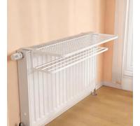 JCSRYD Étendoir à Linge for Radiateur, Tablette Radiateur sans Percer, Double Couche, avec Bras Réglables for Suspendre Chaussettes et Vêtements(White,35 * 22cm/14 * 9in)