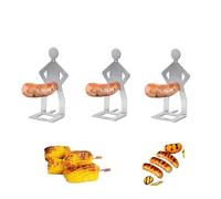 JCSY Lot de 3 supports amusants pour hot-dog en acier inoxydable, support à saucisses, rôtissoire portable pour hot-dog, cadeau d'anniversaire amusant pour homme, pour barbecue, camping, 7,6 x 11,4 x