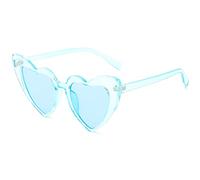 JCTAIFOO Lunettes de soleil en forme de cœur pour femme - Style rétro - Style hippie - Bleu clair