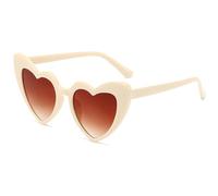 JCTAIFOO Lunettes de soleil en forme de cœur pour femme - Style rétro - Style hippie, dégradé beige/marron