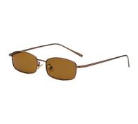 JCTAIFOO Lunettes de soleil rectangulaires rétro pour femmes et hommes - Carrées - Minces - Hip Hop - Petit cadre de lunettes de soleil, Bronze/thé, taille unique