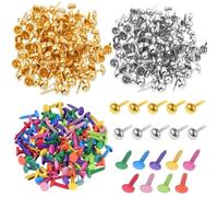 JCTEEY Environ 600 Pièces Mini Brads, 8x16mm Attaches Parisiennes, Métal Ronde Brads, Rond Pointe Clous en Métal pour Scrapbooking Craft Papier