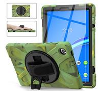 JCTek Coque pour Lenovo Smart Tab M10 Plus TB-X606F TB-X606X avec film de protection d'écran Hybrid Armor Rugged Housse de protection Dragonne et bandoulière (Camouflage)