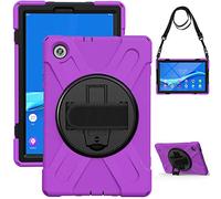 JCTek Étui de protection pour tablette Lenovo Tab M10 HD (2ème génération) 10,1" TB-X306F / TB-X306X 2020 - Hybride Armor Rugged Case, dragonne et bandoulière (Violet)