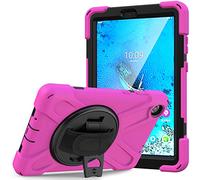JCTek Étui pour tablette Lenovo Tab M8 8" 2019 TB-8505F TB-8505X avec film protecteur d'écran, étui de protection hybride robuste, dragonne et bandoulière (rose)