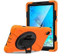JCTek Étui pour tablette Lenovo Tab M8 8" 2019 TB-8505F TB-8505X avec film protecteur d'écran, sangle de main et bandoulière (orange)