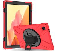 JCTek Étui pour tablette Samsung Galaxy TAB A7 T505/T500/T507 10,4" 2020 avec film protecteur d'écran, Hybrid Armor robuste, dragonne et bandoulière (rouge)