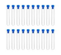 JCUGSBS 20 Pièces Tube a Essai Plastique,Tube Plastique Transparent,Eprouvette Plastique,Fiole Plastique,Tubes à Essais de Laboratoire,avec Bouchon Liège,pour Plante,Bonbons,Echantillon,15×100mm Bleu