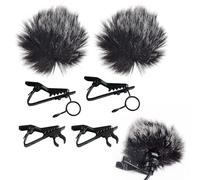 JCUGSBS Micro Anti Vent Bonnet Microphone 2 Pièces 0,5cm Noir Furry Windscreen Manchon en Fourrure Pare-Brise Manchon Mic Covers Vent Housse pour Toutes Microphones Lavalier