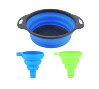 JCUGSBS Passoires de Cuisine Pliables, Passoire Pliable en Silicone,Lot de 2 Entonnoirs de Cuisine，Panier de Passoire Pliables pour Pâtes, Légumes, Fruits
