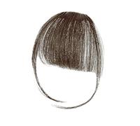 JCUGSBS Postiche Frange a Clip 100% Cheveux Naturel Humain Wispy Bangs Franges Avec Temples Extension Frange Clip on Bangs pour Femmes(Brun clair)
