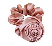 JCVBN 1 pièce Rose Fleur Corde à Cheveux Style Rétro Doux Grande Fleur Intestin Anneau Artistique Satin Brillant Rose Hair