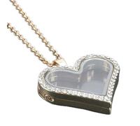 JCVBN 1 pièce sculpté romantique cœur en verre image vivante médaillon collier pour femme bijoux bricolage colliers unis en vrac, Cuir