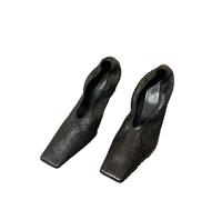 JCVBN Chaussures simples rétro blanches pour femme Motif zèbre Tête carrée Talons hauts Talons fins Chaussures confortables en cuir souple pour femme, Noir , 36.5 EU