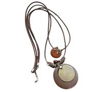 JCVBN Collier avec pendentif en forme de feuille de plume et double couche de cire, Acier inoxydable