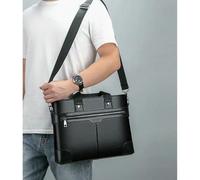 JCVBN Mallette en cuir synthétique pour homme A4 Documents Designer Executive Sac à main ordinateur portable 14 bandoulière Sac fourre-tout, café