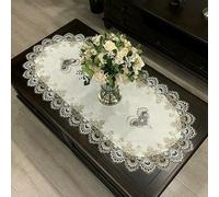 JCVBN Nappe ovale rétro pour salle à manger, chemin de table brodé, nappe élégante en dentelle, couvre-meuble TV, décoration d'intérieur