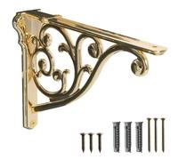 JCVCCV Support Décoratif pour Étagère en 2 Pièces, Supports De Montage Mural Robustes en Laiton Antique, pour Étagères Flottantes À Faire Soi-même, Équerre Étagère Moderne(Gold)