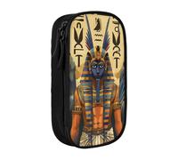 JCVOTREL Ancient Egypt Tribe Series Trousse à crayons imprimée - Grande capacité avec fermeture éclair pour l'école, les voyages, le bureau, Noir , Taille unique, Trousse de maquillage