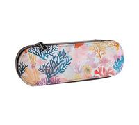 JCVOTREL Coral Reef Trousse à crayons en cuir avec fermeture éclair pour l'école, les voyages, le bureau, Noir , Taille unique, Trousse de maquillage