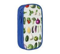JCVOTREL Présentation de divers sacs à crayons imprimés de légumes - Grande capacité - Pochette à stylos avec fermeture éclair pour l'école, les voyages, le bureau, bleu, Taille unique, Trousse de