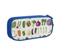 JCVOTREL Présentation de divers sacs à crayons imprimés de légumes - Grande capacité - Pochette à stylos avec fermeture éclair pour l'école, les voyages, le bureau, bleu, Taille unique, Trousse de