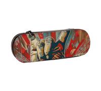 JCVOTREL Rock and Roll Trousse à crayons en cuir imprimé avec fermeture éclair pour l'école, les voyages, le bureau, Noir , Taille unique, Trousse de maquillage