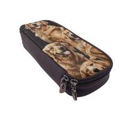 JCVOTREL Trousse à crayons en cuir avec fermeture éclair pour l'école, les voyages, le bureau, Golden Retrievers, Taille unique, Trousse de maquillage
